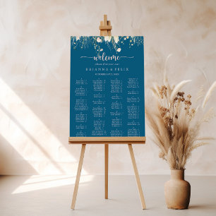 Boho Wildflower Navy Alphabetical Seating Chart