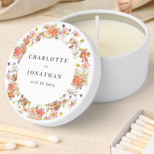 Boho Wildflower Navy Blue Fall Wedding Mini Candle Favors