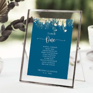 Boho Wildflower Navy Table Number 1 Seating Chart