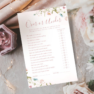 Boho Wildflower Over or Under bridal shower game