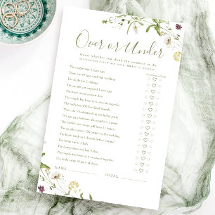 Boho Wildflower Over or Under bridal shower game