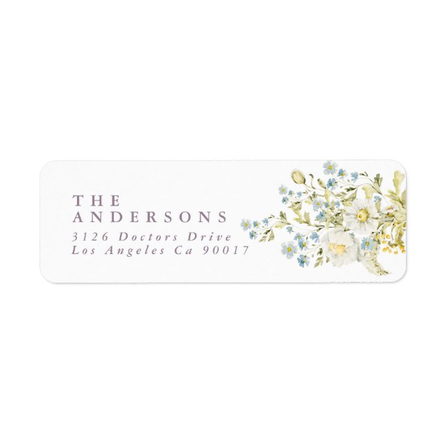 Boho Wildflower Pampas Wedding Return Address Label (Front)