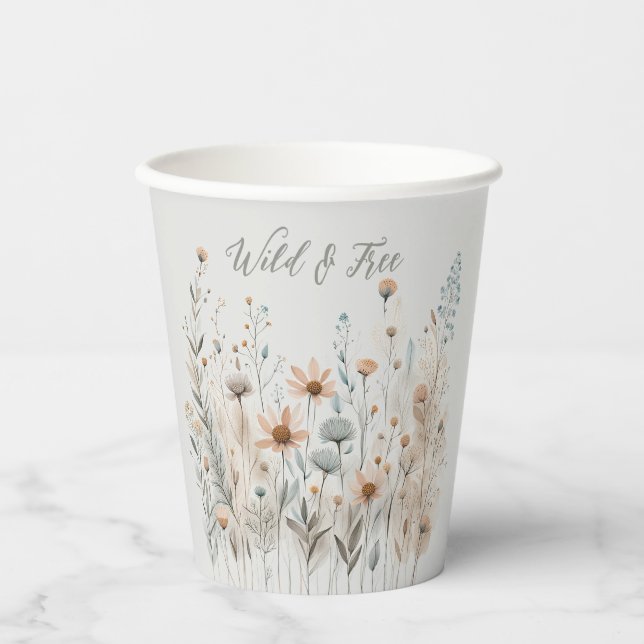 Boho Wildflower Paper Cups (Front)