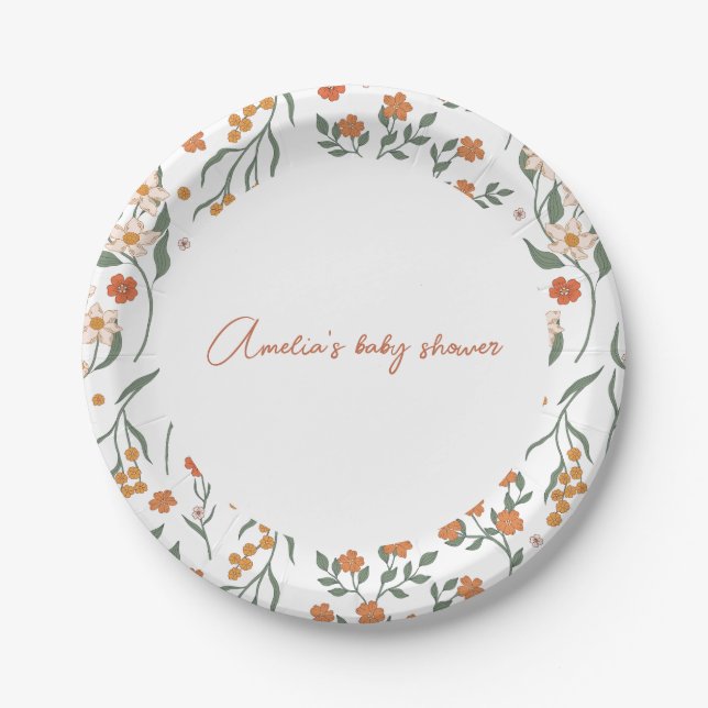 Boho Wildflower Paper Plates (Front)