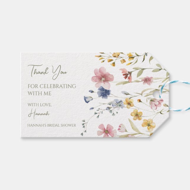 Boho Wildflower Party Favor Tag (Front (Horizontal))