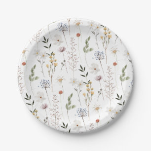 Boho Wildflower Pattern Paper Plates