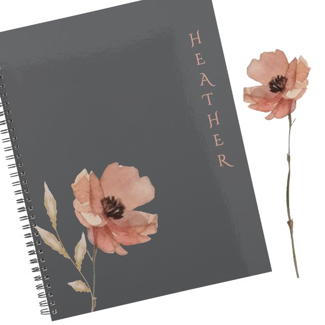 Boho Wildflower Personalized Grey Gift for Her Planner (Creator Uploaded)