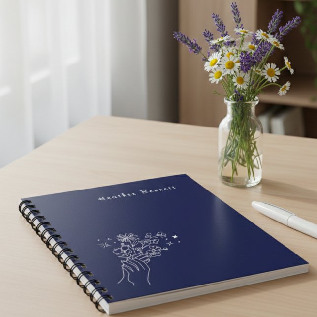 Boho Wildflower Personalized Navy Gift for Her Planner (Creator Uploaded)