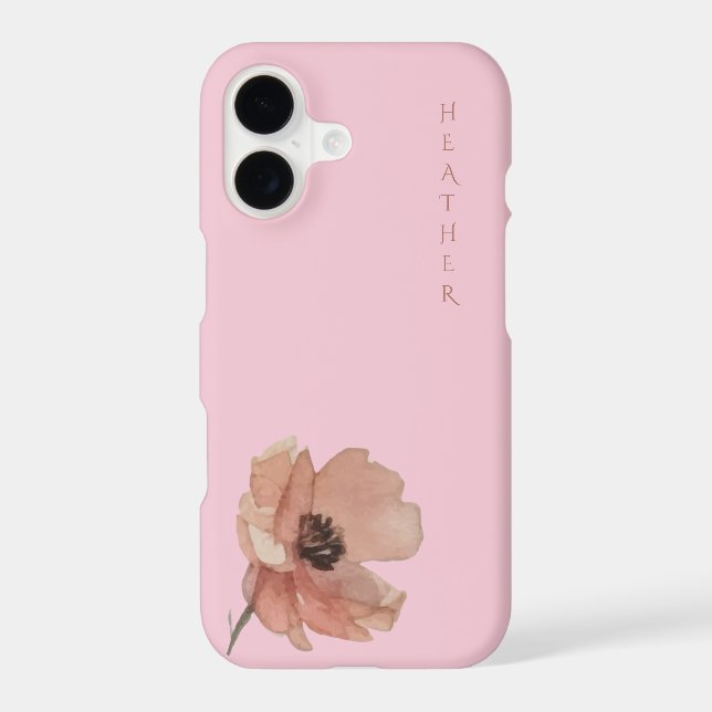 Boho Wildflower Personalized Pink  Case-Mate iPhone Case (Back)