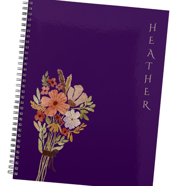 Boho Wildflower Personalized Purple Gift for Her Planner (Creator Uploaded)