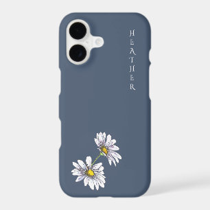 Boho Wildflower Personalized Slate Blue iPhone 17 Case