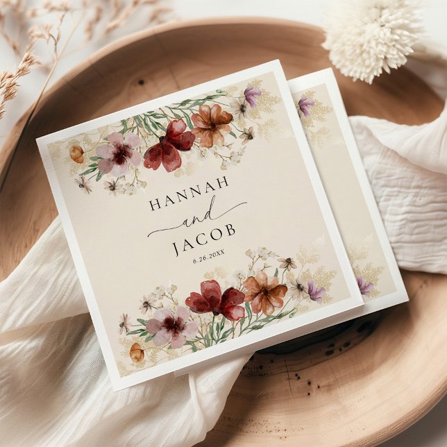 Boho Wildflower Personalized Wedding  Napkins (Creator Uploaded)