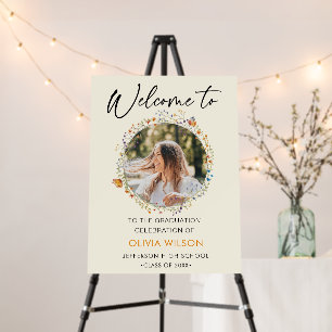 Boho Wildflower Photo GraduationParty Welcome Sign