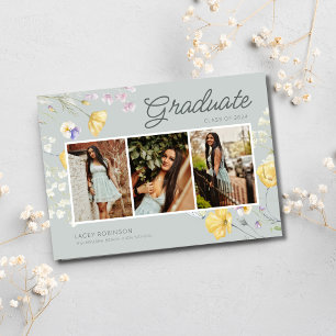 Boho Wildflower Photo High School Graduation Party Invitation