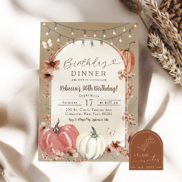 Boho Wildflower Pumpkin Birthday Party Dinner Invitation