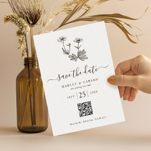 Boho Wildflower QR Code Wedding Save The Date
