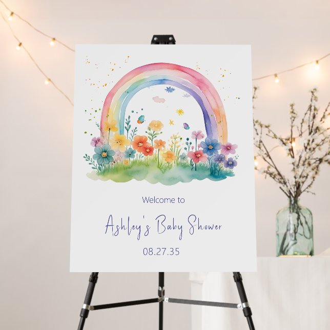 Boho Wildflower Rainbow Baby Shower Foam Board (In Situ (Stand))