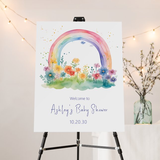 Boho Wildflower Rainbow Baby Shower Foam Board (In Situ (Stand))