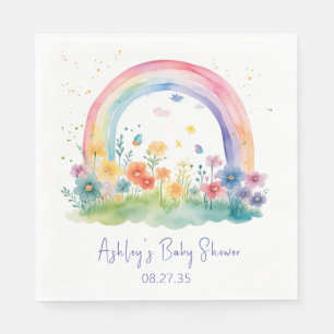 Boho Wildflower Rainbow Baby Shower Luncheon Napkins