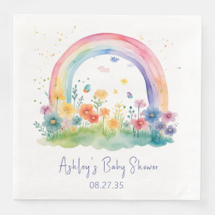 Boho Wildflower Rainbow Baby Shower Paper Dinner Napkins