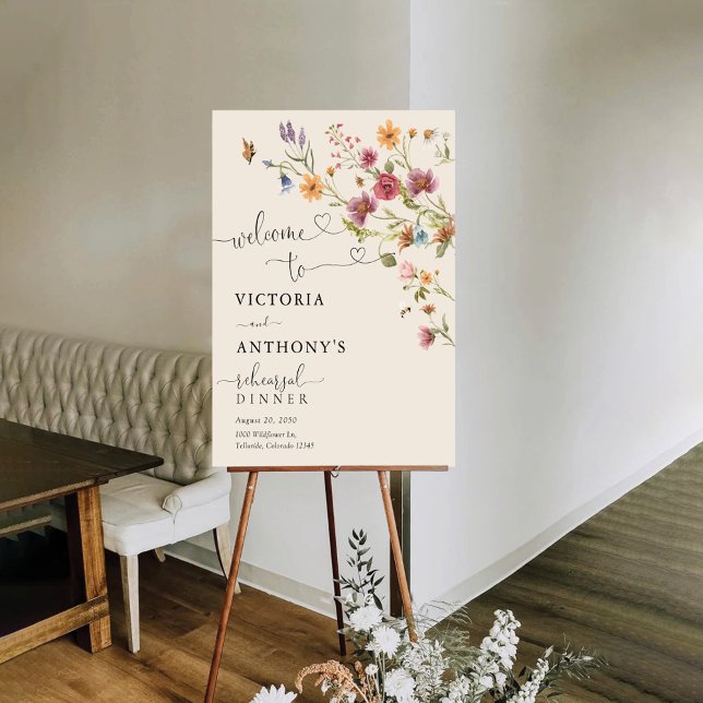 Boho Wildflower Rehearsal Dinner Foam Boards (Creator Uploaded)