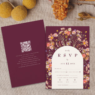 Boho Wildflower Rustic Fall Wedding RSVP Card