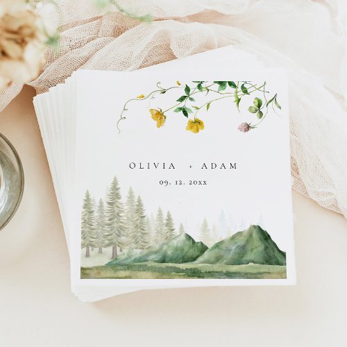 Boho Wildflower Rustic Forest Mountain Wedding Napkins