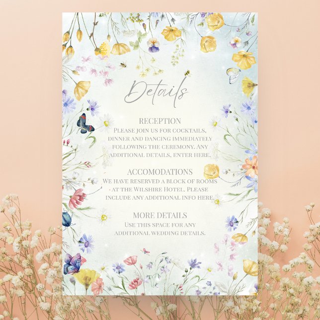 Boho Wildflower Rustic Green Wedding Enclosure Card (Creator Uploaded)