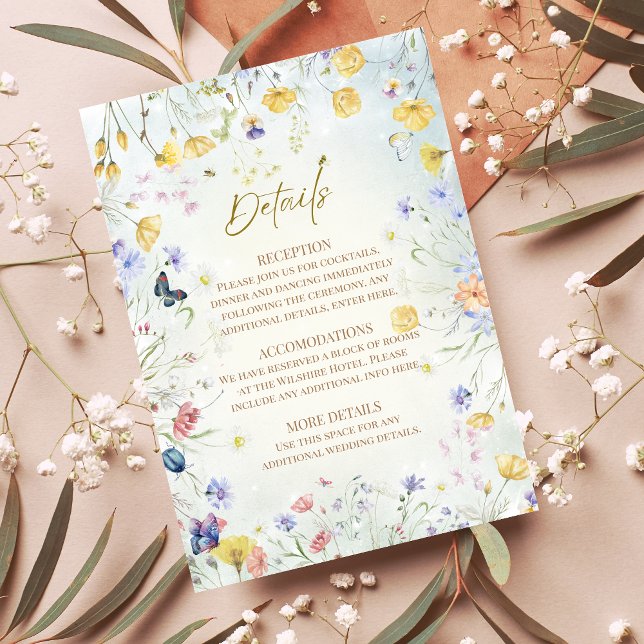 Boho Wildflower Rustic Green Wedding Enclosure Card (Creator Uploaded)
