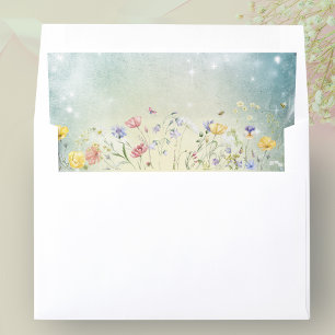 Boho Wildflower Rustic Green Wedding Envelope Liner