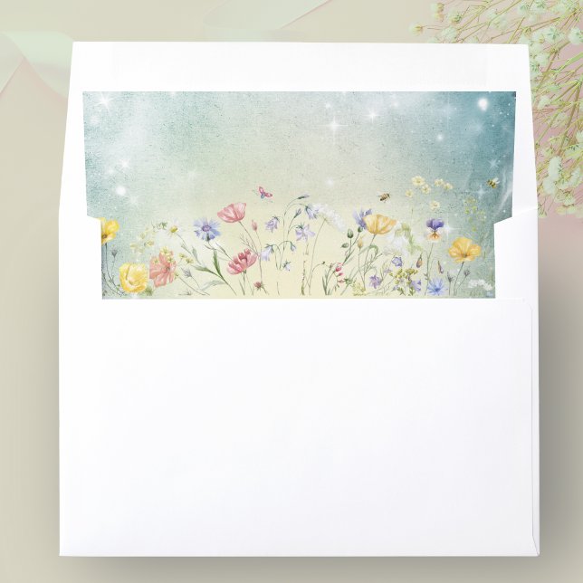 Boho Wildflower Rustic Green Wedding Envelope Liner (Creator Uploaded)