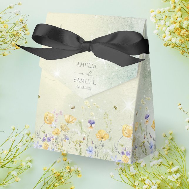 Boho Wildflower Rustic Green Wedding Favor Boxes (Creator Uploaded)