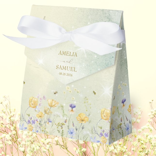 Boho Wildflower Rustic Green Wedding Favor Boxes (Creator Uploaded)