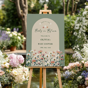 Boho Wildflower Sage Green Baby in Bloom Shower Foam Board