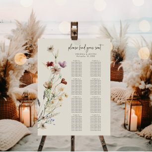 Boho Wildflower Seating Chart Foam Board
