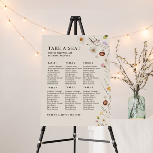 Boho Wildflower Seating Chart Foam Boards