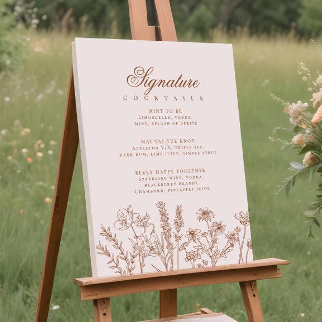 Boho Wildflower Signature Cocktail Menu Sign (Creator Uploaded)