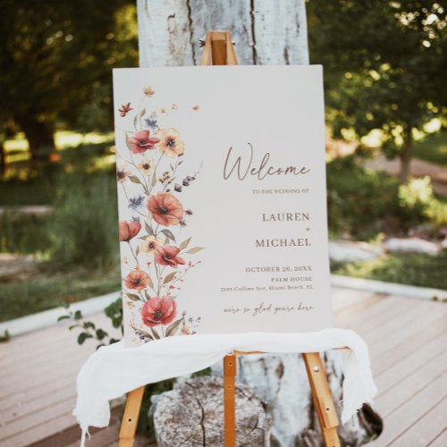 Boho Wildflower Simple Welcome Wedding Sign Fall