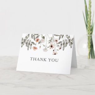 Boho Wildflower Spring Bridal Shower Letterpress Thank You Card