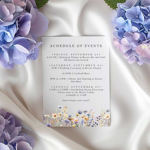 Boho Wildflower Spring SCHEDULE OF EVENTS Invitation