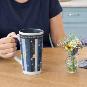 Boho Wildflower Striped Modern Love My Mom Latte Mug