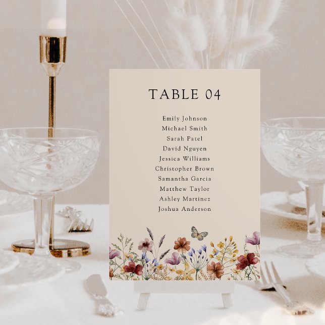 Boho Wildflower Table Number (Boho Wildflower Table Number
)