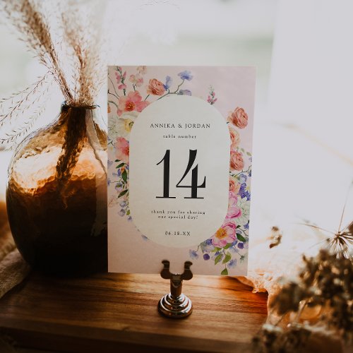 Boho Wildflower  Table Number Card