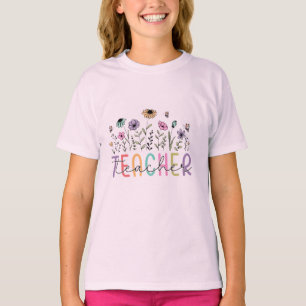 Boho Wildflower Teacher Appreciation floral t-shir T-Shirt