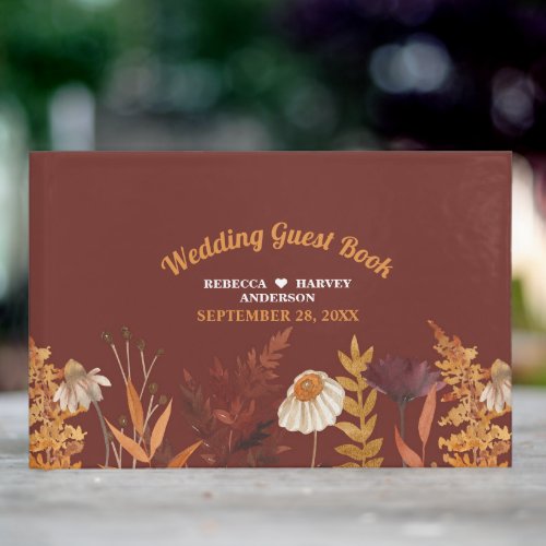 Boho Wildflower Terracotta Autumn Fall Wedding Guest Book