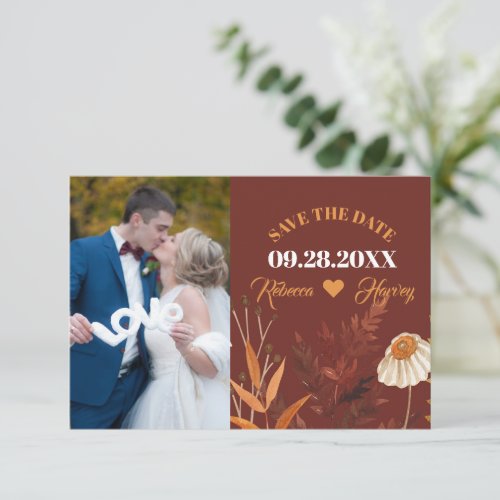 Boho Wildflower Terracotta Autumn Fall Wedding Save The Date