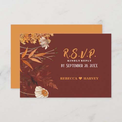 Boho Wildflower Terracotta Autumn Wedding RSVP