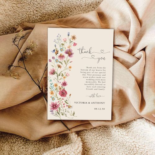 Boho Wildflower Thank You Card