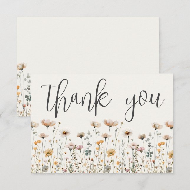 Boho Wildflower Thank You Card (Front/Back)