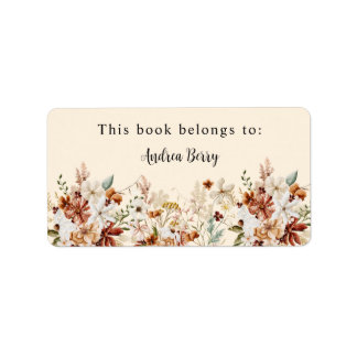 Boho Wildflower This Book Belongs To Label